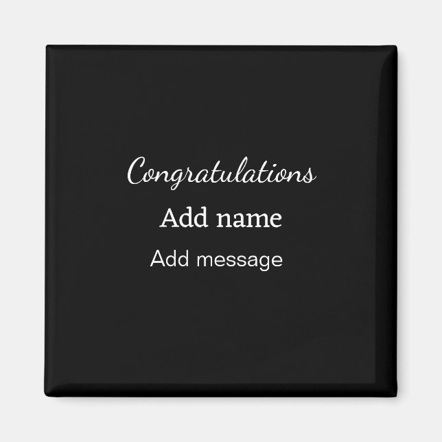 Aimant Félicitations ajouter un message de nom simple dip (Devant)