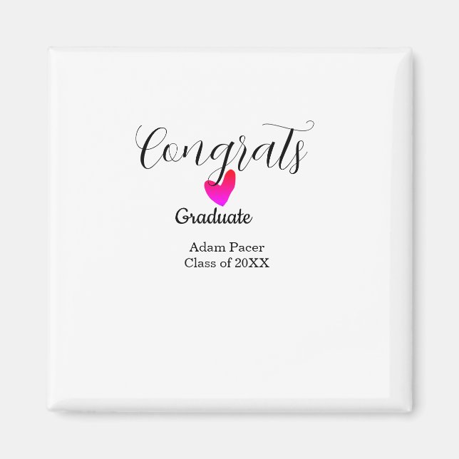 Aimant Félicitations diplômé nom promotion 20XX année cœu (Devant)