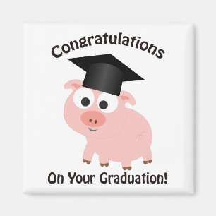 Aimant Félicitations pour votre diplôme ! Cochon