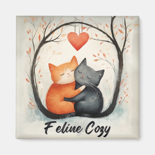 Aimant Feline Cosy Chats Doux Kitten Love Art (Devant)