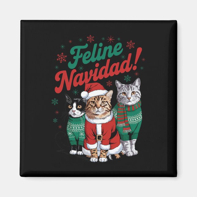Aimant Feline Navidad Funny Chat Noël Noël Noël Noël Noël (Devant)