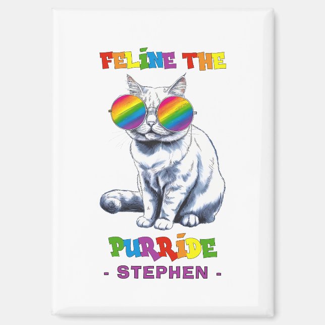 Aimant Feline The Purride - Cool Pride Cat LGBTQ (Recto)