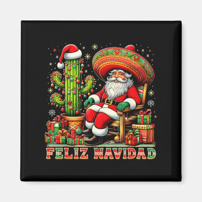 Aimant Feliz Navidad Mexican Christmas Santa Sombrero Cac (Devant)