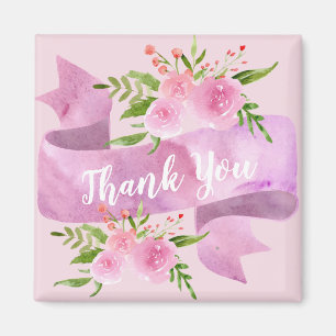 Aimant Féminin Chic Fleur Rose Pâle Merci