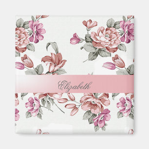 Aimant Féminin Chic Vintage Fleurs-Personnalisé