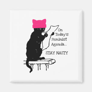 Aimant Feminist Résister Chat Rose Casquette Rester Nasty