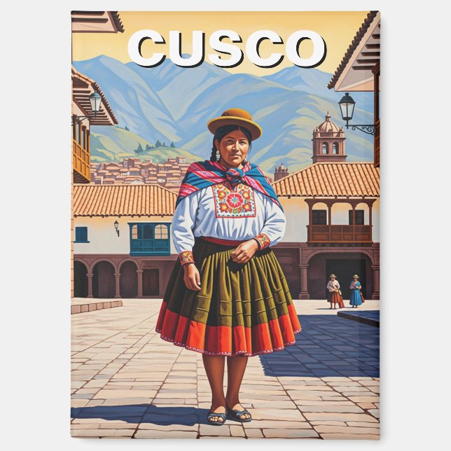 Aimant Femme à Cusco Pérou Voyage (Recto)