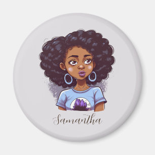 Aimant Femme afro classe et élégante