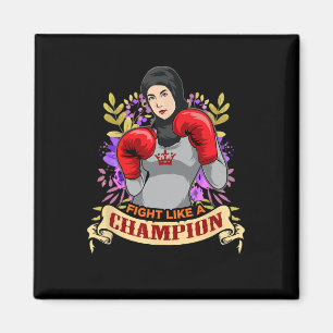 Aimant Femme arabe musulmane empoderée pratiquant la boxe