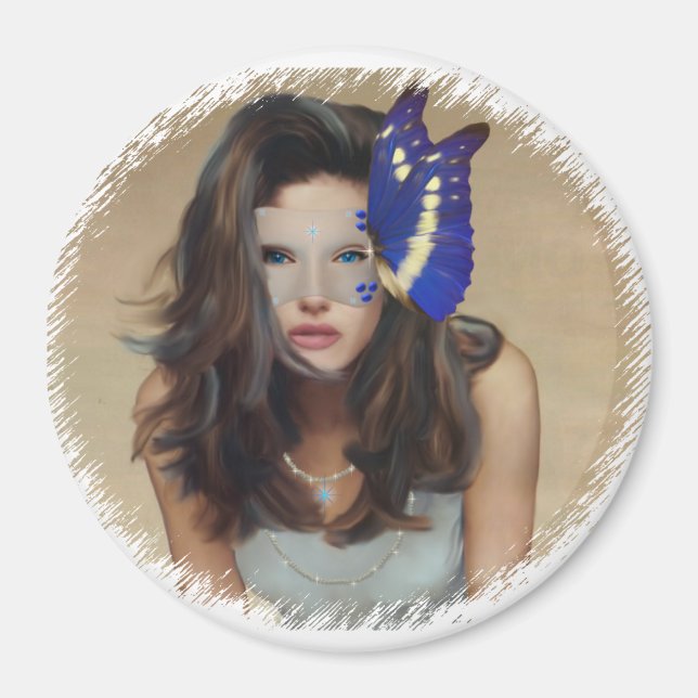 Aimant Femme Au Masque Papillon (Devant)