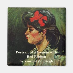 Aimant Femme au ruban rouge Portrait par Vincent van Gogh