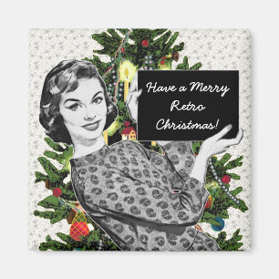 Aimant Femme aux signes de Noël des années 1950