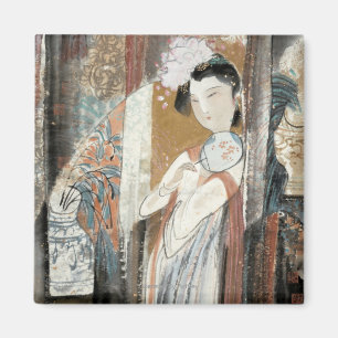 Aimant Femme avec Coiffure Florale