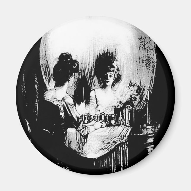 Aimant Femme avec Halloween Réflexion crâne en miroir (Devant)