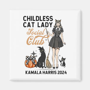 Aimant Femme chatte sans enfants Voter Halloween sorcière