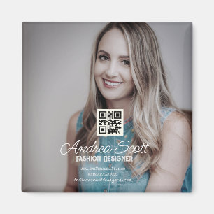 Aimant Femme chef d'entreprise ajouter nom photo q r code