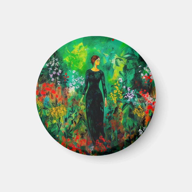 Aimant Femme dans la belle prairie verte (Devant)
