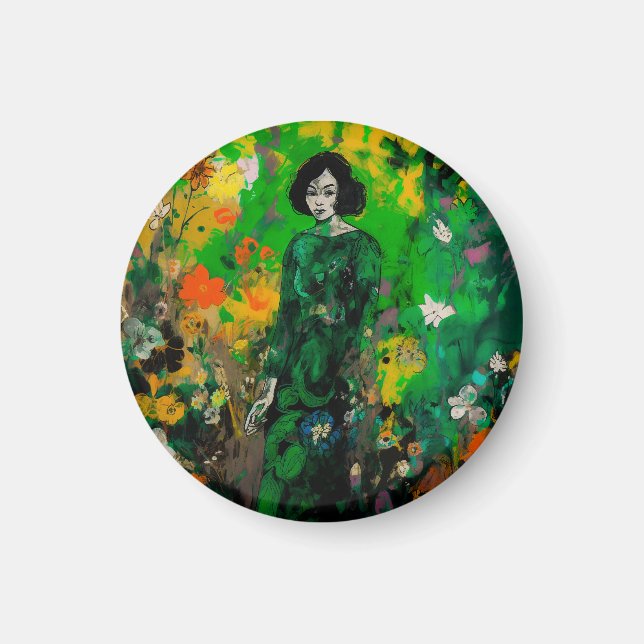 Aimant femme dans le champ coloré (Devant)