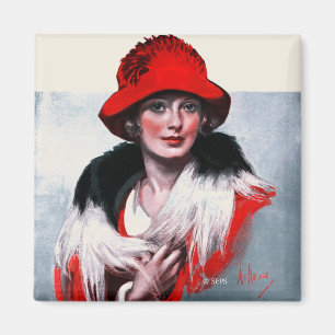 Aimant Femme dans Red Hat