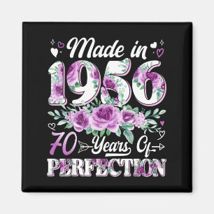 Aimant femme de 70 ans fabriquée en 1956 florale 70e anni