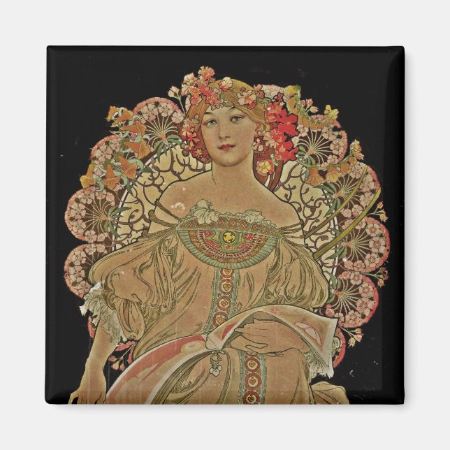 Aimant Femme de champagne en noir (Devant)