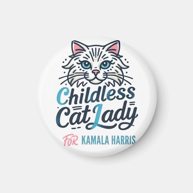Aimant Femme de chat sans enfant pour Kamala Harris (Devant)