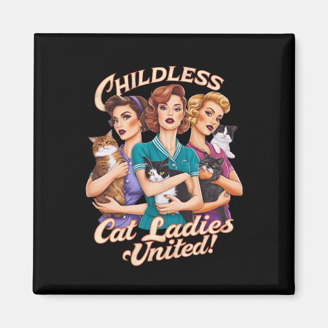 Aimant Femme de chat sans enfant United (Devant)