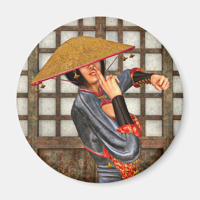 Aimant Femme de combat asiatique (Devant)