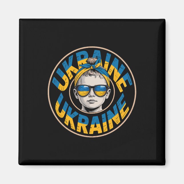 Aimant Femme de style rétro ukrainien Graphique Fierté cu (Devant)