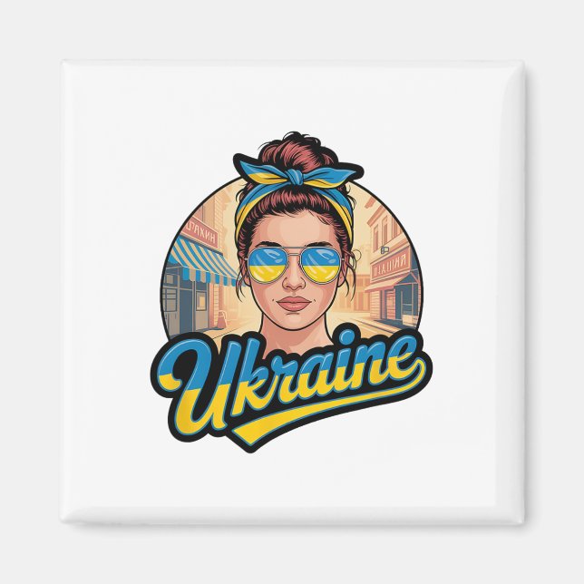 Aimant Femme de style rétro ukrainien Graphique Fierté cu (Devant)
