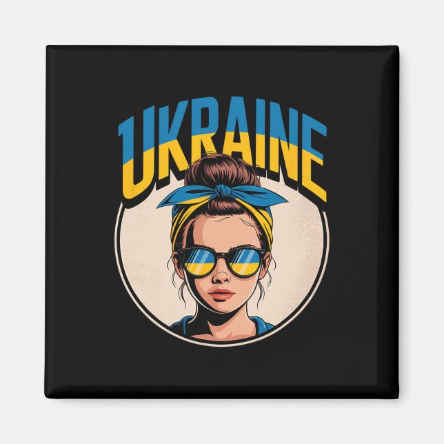 Aimant Femme de style rétro ukrainien Graphisme Fierté cu (Devant)