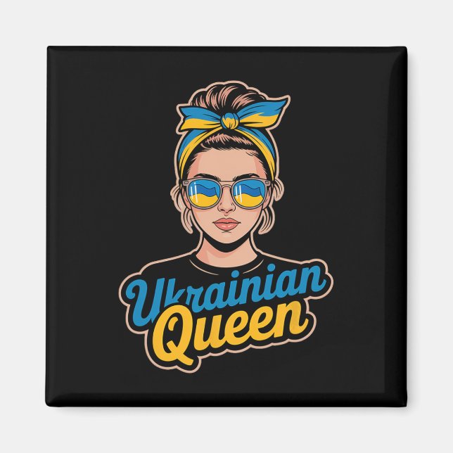Aimant Femme de style rétro ukrainien Graphisme Fierté cu (Devant)