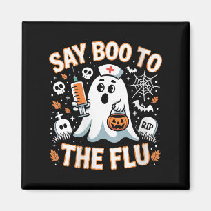 Aimant Femme Drôle Nurse Ghost Halloween Vaccin Dit Boo