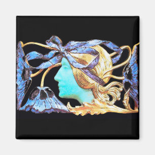 AIMANT FEMME ÉLÉGANCE BEAUTÉ BIJOU /DAME, RUBAN BLEU, FLE