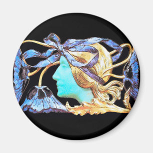 AIMANT FEMME ÉLÉGANTE BEAUTÉ BIJOU /DAME, RUBAN BLEU, FLE