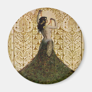 Aimant Femme en jupe de paon