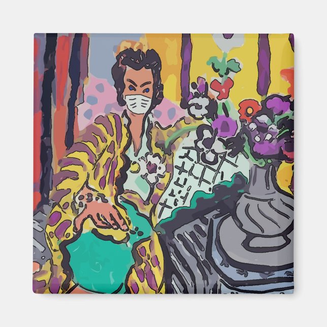 Aimant Femme en masque (Devant)