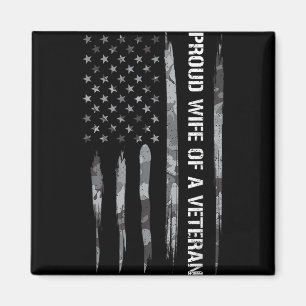 Aimant Femme_ Fier Épouse D'Un Vétéran - Drapeau Américai