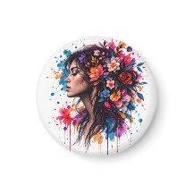 Femme florale aquarelle colorée artistique