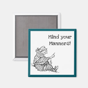 Aimant Femme Grande-mère Donner Conseil Caricature