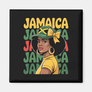 Aimant Femme Jamaïcaine Fille Drapeau Jamaïcain Vacances
