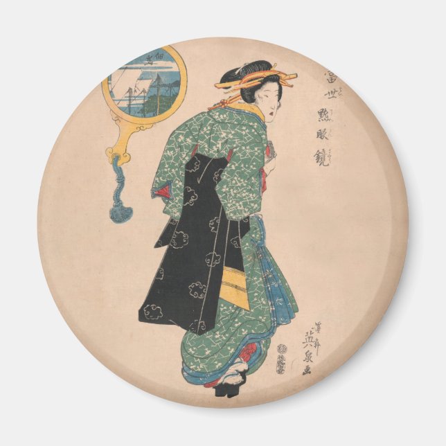 Aimant Femme japonaise Kimono : Ukiyo-e Woodblock Imprime (Devant)