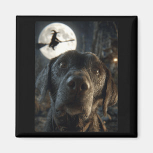 Aimant Femme Labrador drôle selfie pleine lune volant