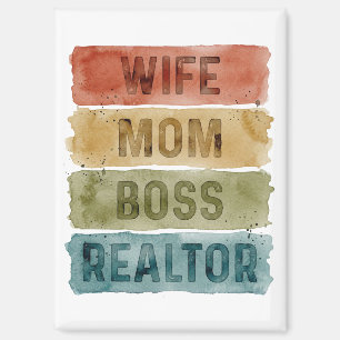 Aimant Femme Mère Patronne Agent Immobilier Aquarelle Imm
