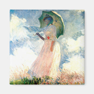 Aimant Femme Monet avec un parasol face à gauche