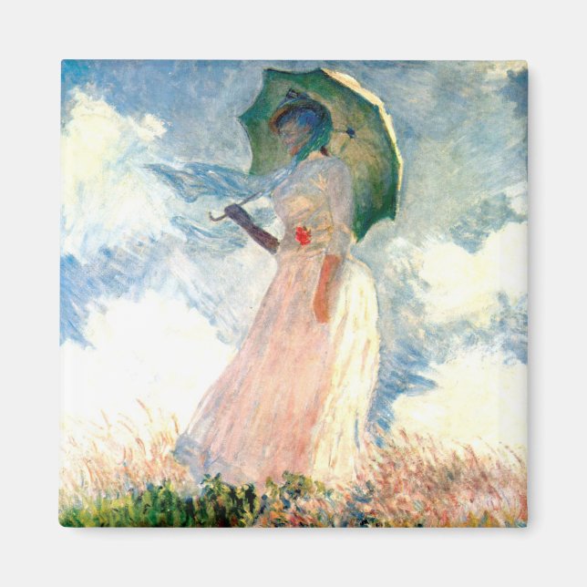 Aimant Femme Monet avec un parasol face à gauche (Devant)
