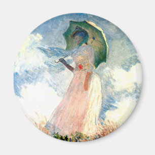 Aimant Femme Monet avec un parasol face à gauche