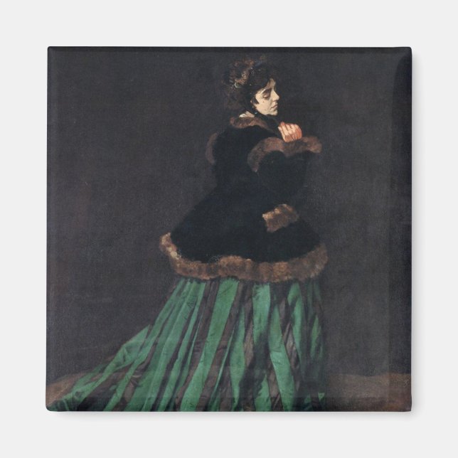 Aimant Femme Monet en robe verte (Devant)