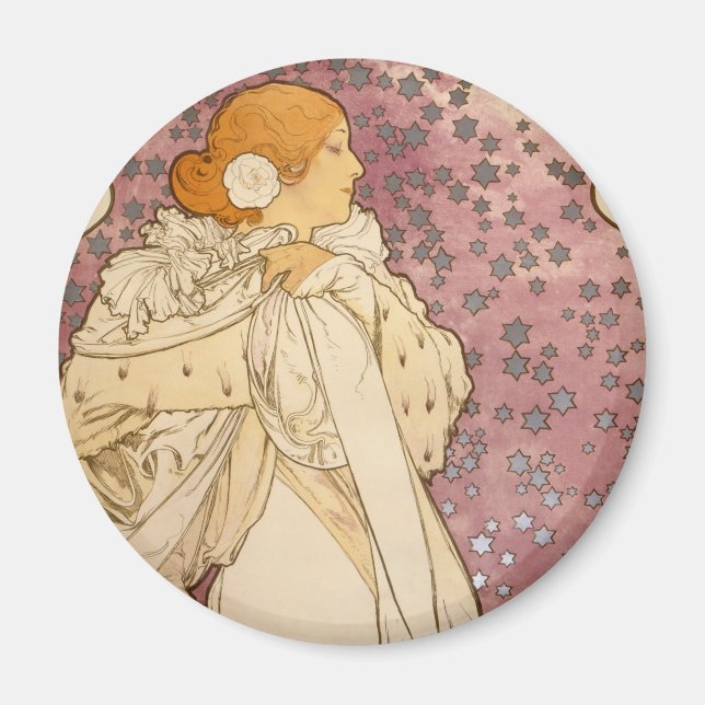 Aimant Femme Mucha Art Nouveau Beauté (Devant)
