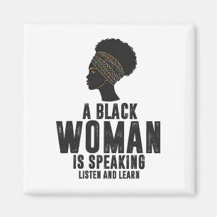 Aimant Femme Noire Parlant Écouter Apprendre Mois de l'Hi